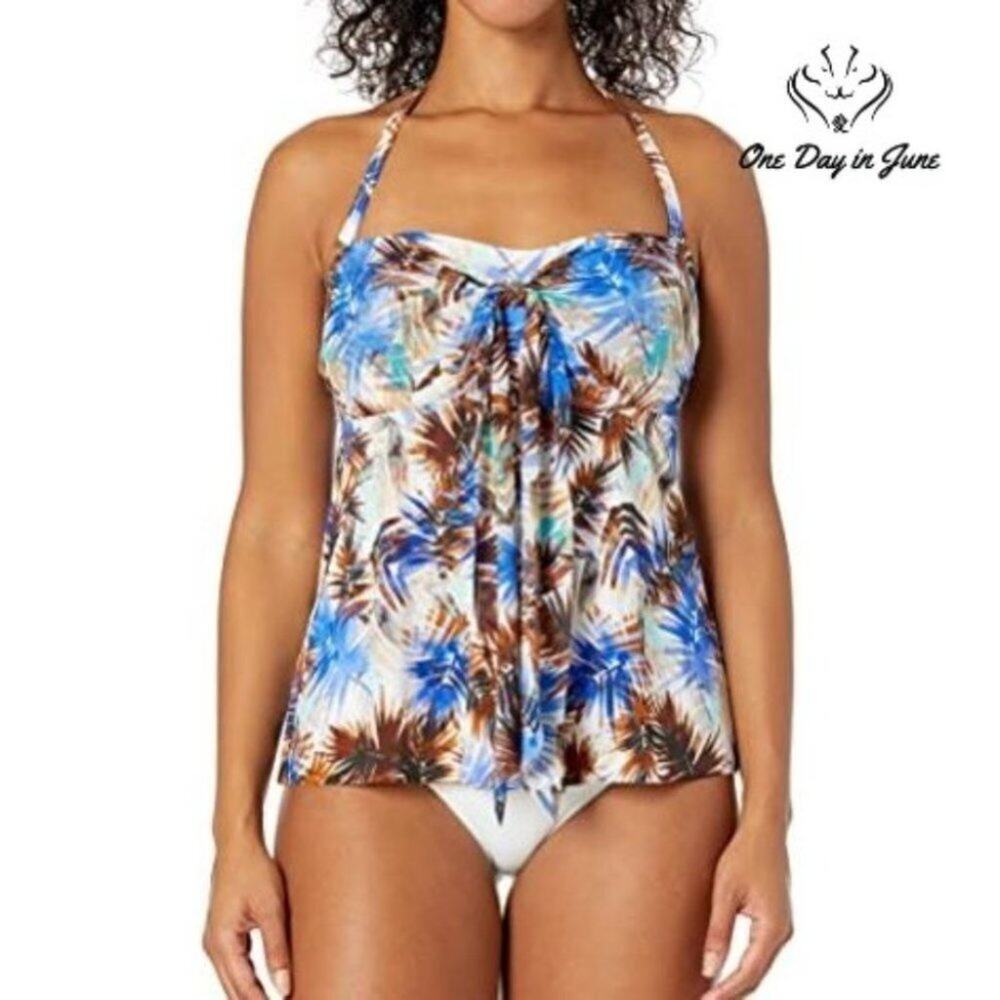 Fit 4 U Ever Blade Mesh Molded Bra Convertible Swim Top Size 8